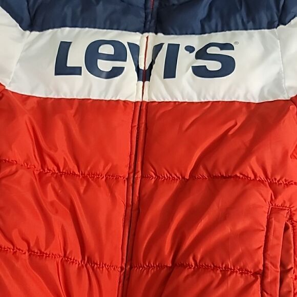 Levi Rocket Puffer hood red blue Boys 10/12 Size Medium - Picture 5 of 10